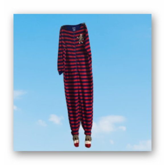 Nick & Nora Onesie footed Pajama SOCKMONKEY one piece slip on front zipper - Picture 2 of 11